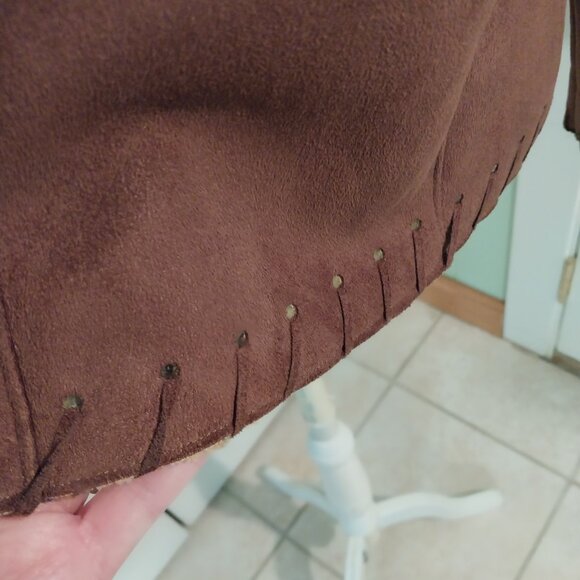 3550 Size M/Large Me chant Fun Fur Brown And Gold Animal Print Jacket. - Picture 6 of 7